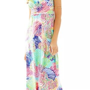 Lilly Pulitzer Sloane Roar Of The Seas Coral Print Maxi Dress Size XS Multicolor